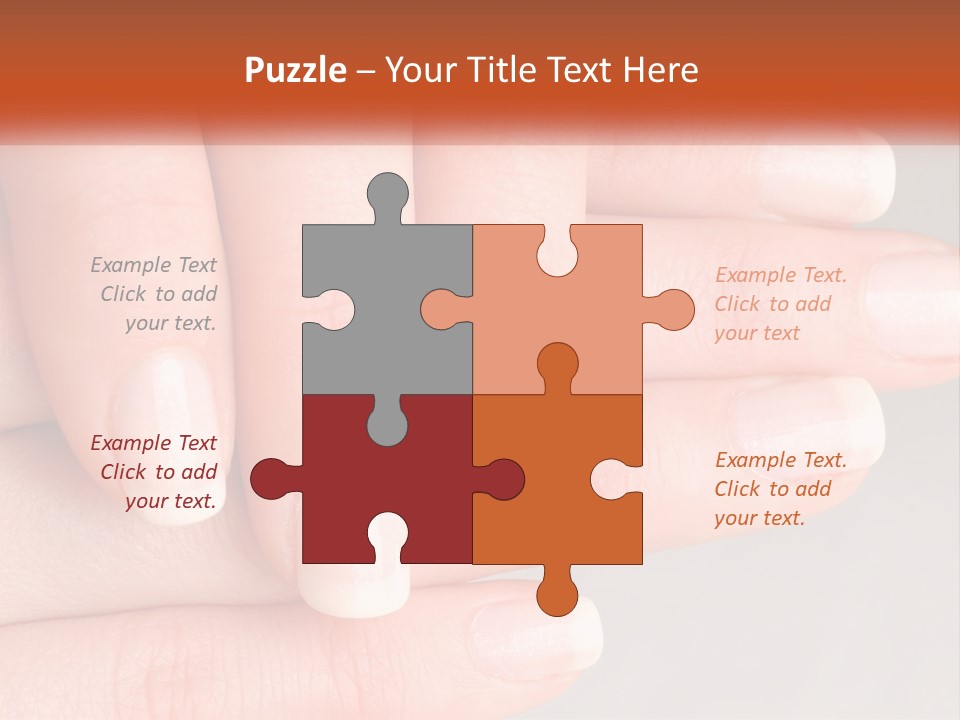 A Woman's Hand With A White Manicure On It PowerPoint Template