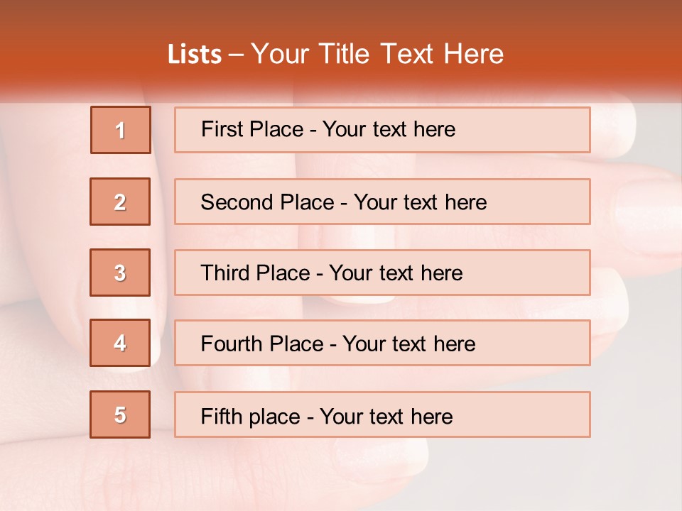 A Woman's Hand With A White Manicure On It PowerPoint Template