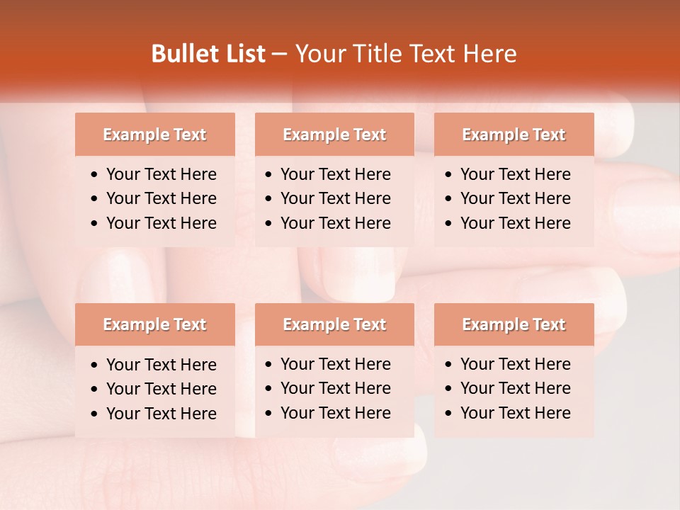 A Woman's Hand With A White Manicure On It PowerPoint Template