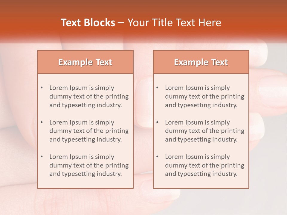 A Woman's Hand With A White Manicure On It PowerPoint Template