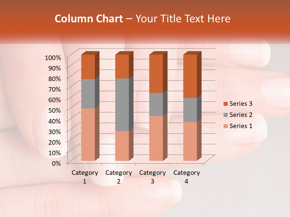 A Woman's Hand With A White Manicure On It PowerPoint Template