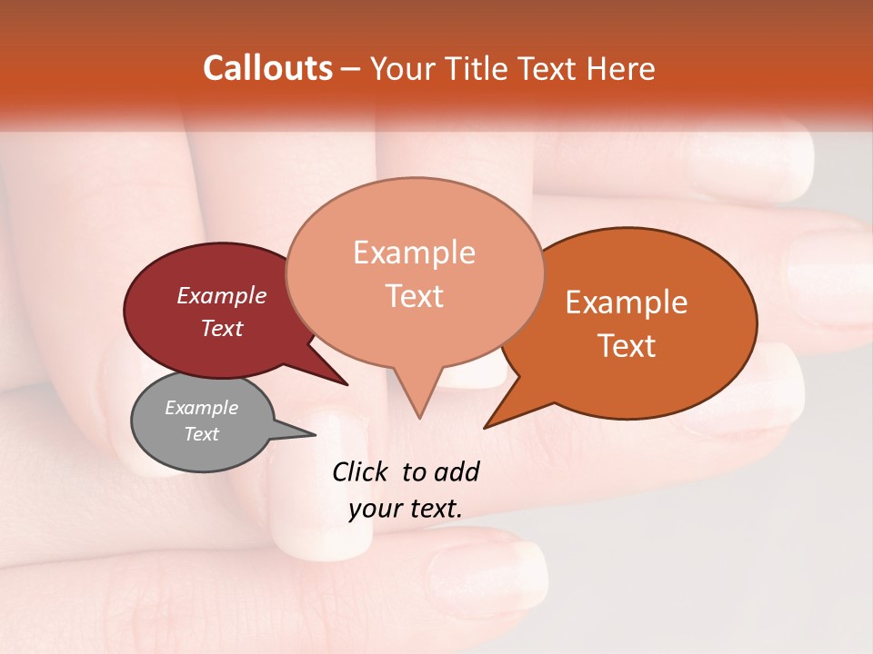 A Woman's Hand With A White Manicure On It PowerPoint Template