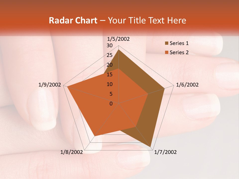 A Woman's Hand With A White Manicure On It PowerPoint Template
