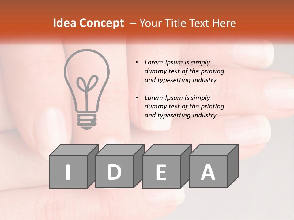 A Woman's Hand With A White Manicure On It PowerPoint Template