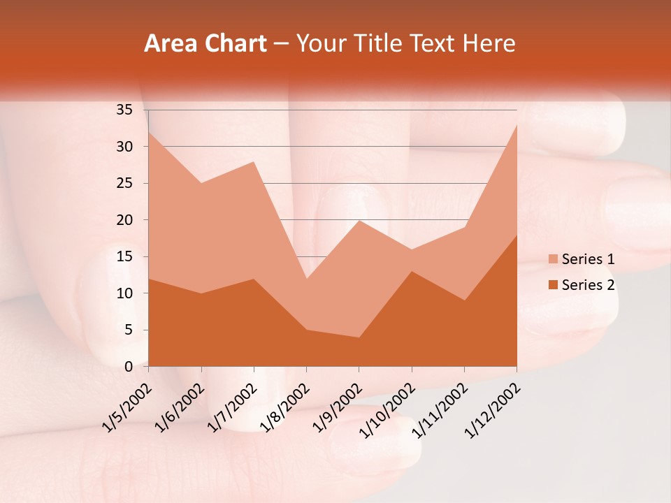 A Woman's Hand With A White Manicure On It PowerPoint Template