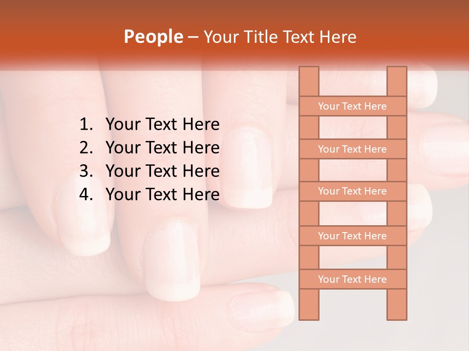 A Woman's Hand With A White Manicure On It PowerPoint Template