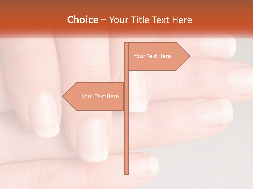A Woman's Hand With A White Manicure On It PowerPoint Template