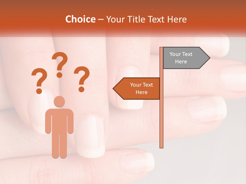 A Woman's Hand With A White Manicure On It PowerPoint Template