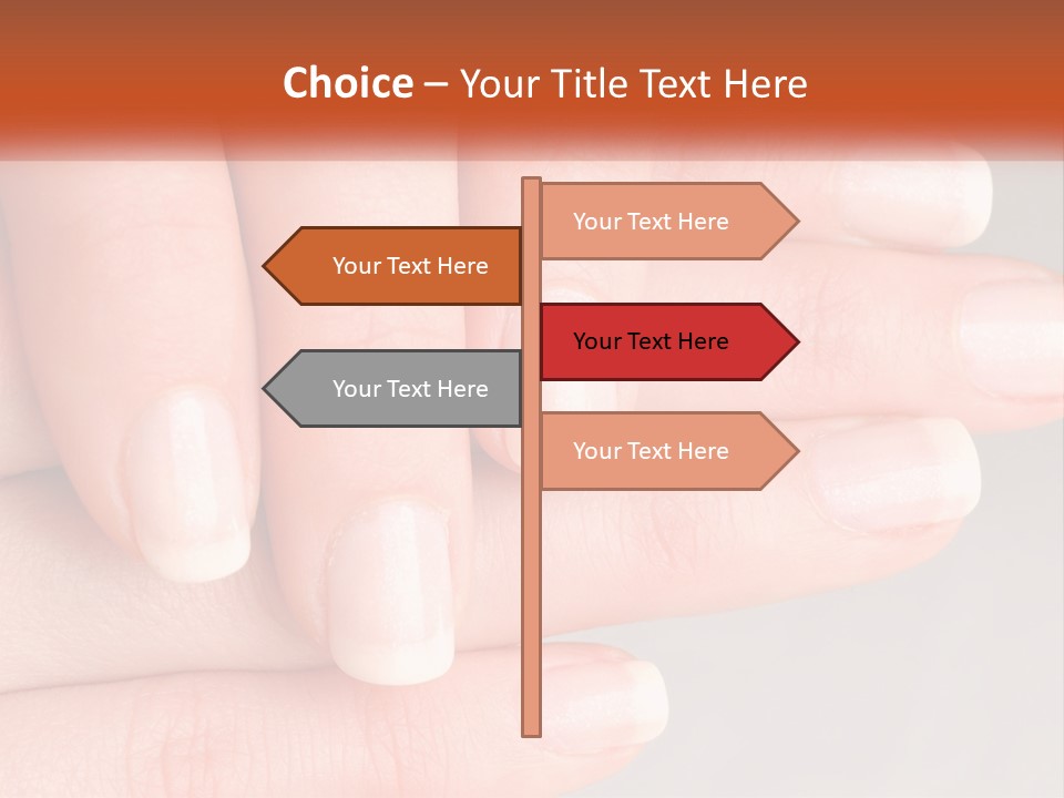 A Woman's Hand With A White Manicure On It PowerPoint Template