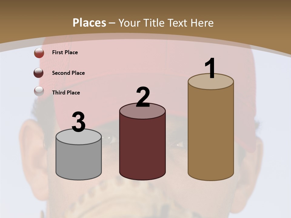 A Baseball Player With A Red Hat And Glove PowerPoint Template