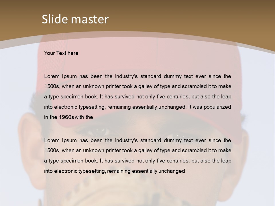 A Baseball Player With A Red Hat And Glove PowerPoint Template