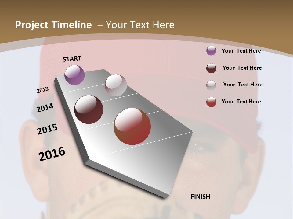 A Baseball Player With A Red Hat And Glove PowerPoint Template