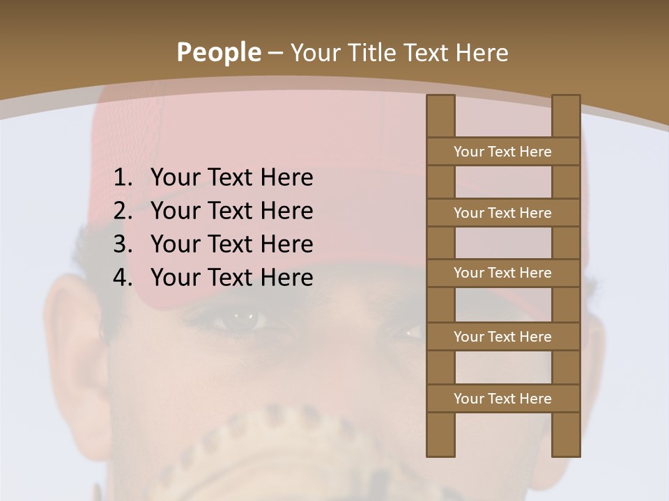 A Baseball Player With A Red Hat And Glove PowerPoint Template