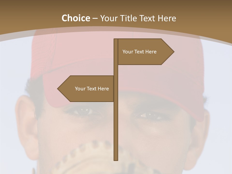 A Baseball Player With A Red Hat And Glove PowerPoint Template