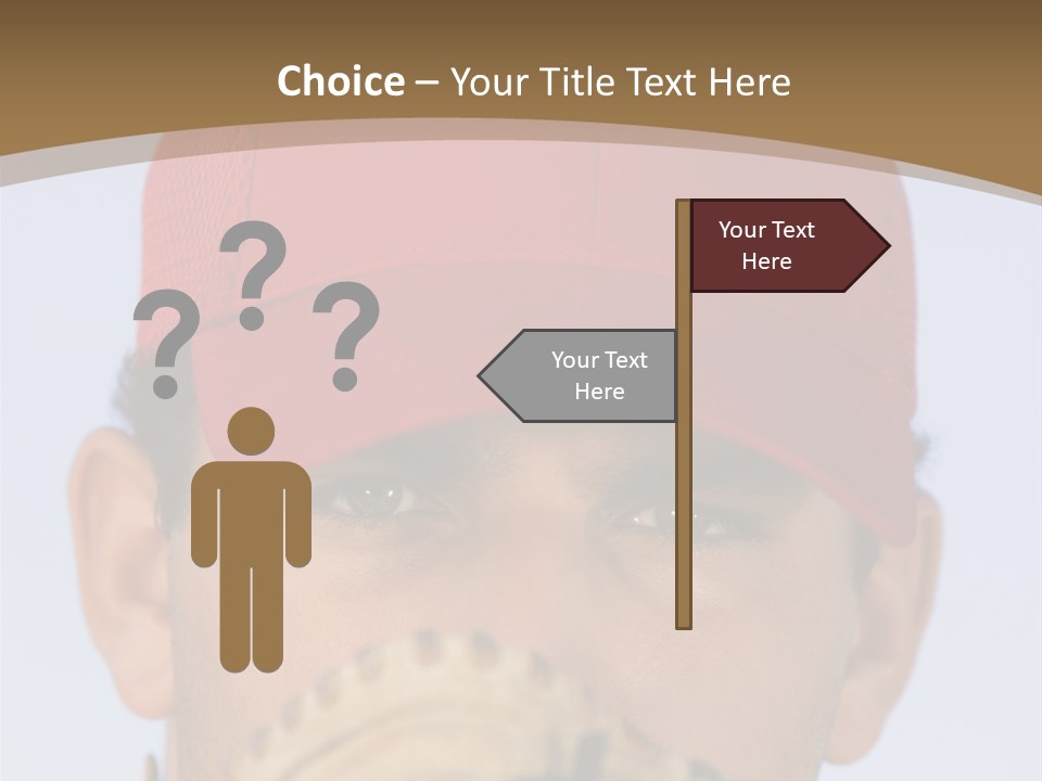 A Baseball Player With A Red Hat And Glove PowerPoint Template