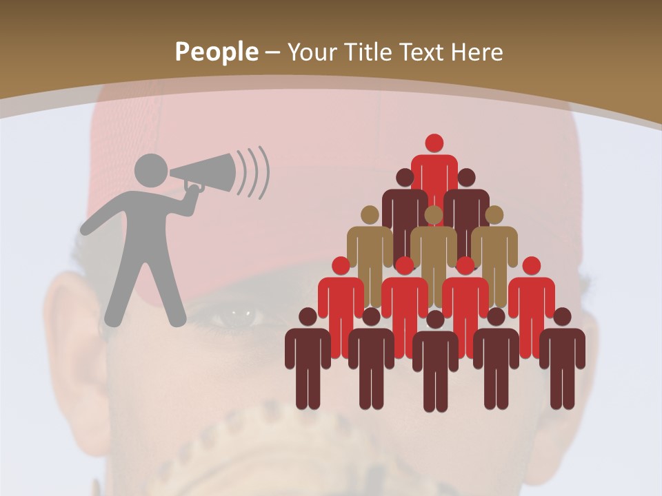 A Baseball Player With A Red Hat And Glove PowerPoint Template