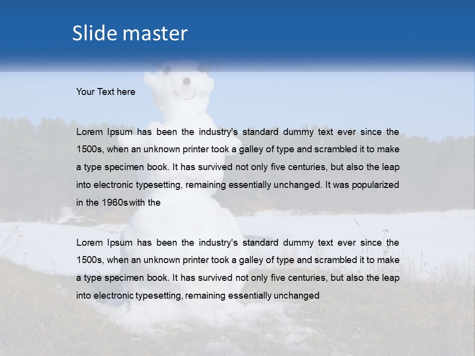 A Snowman Is Standing In The Middle Of A Field PowerPoint Template