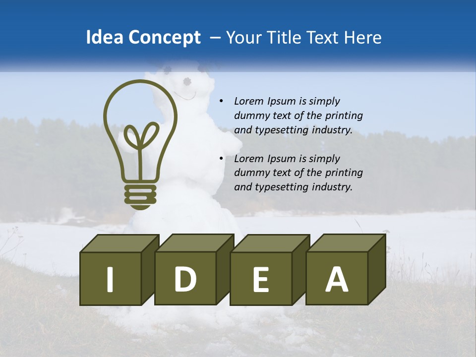 A Snowman Is Standing In The Middle Of A Field PowerPoint Template