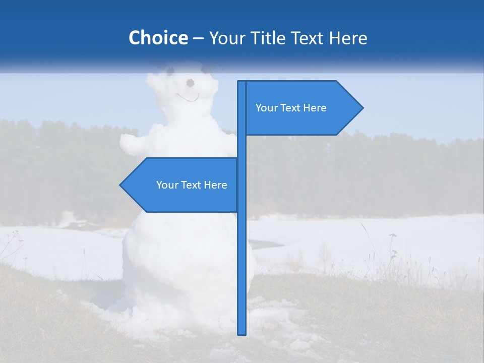 A Snowman Is Standing In The Middle Of A Field PowerPoint Template