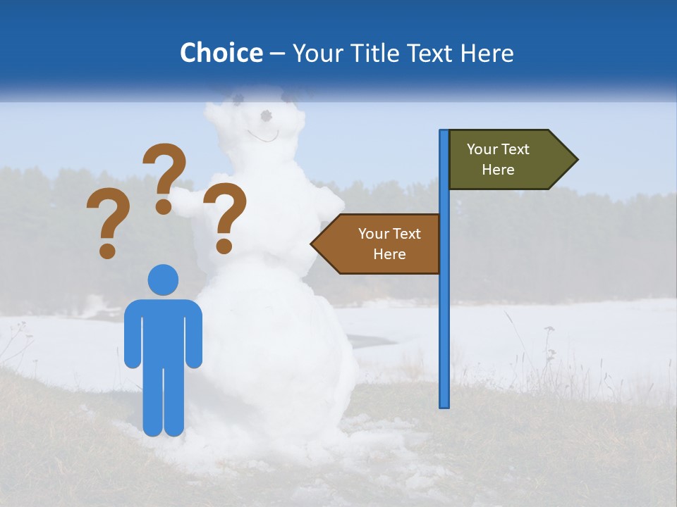 A Snowman Is Standing In The Middle Of A Field PowerPoint Template