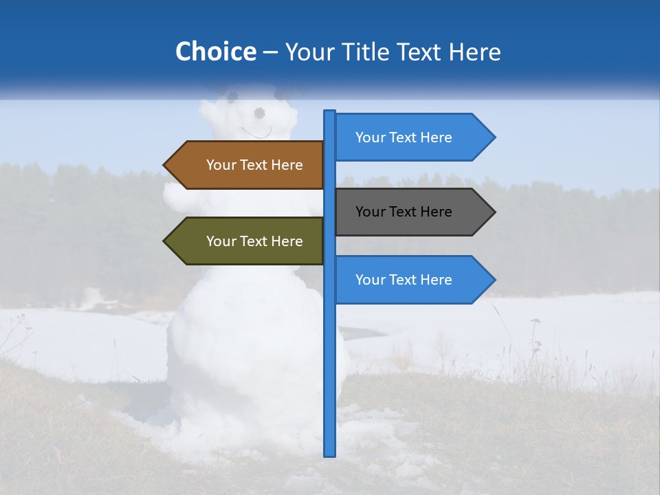 A Snowman Is Standing In The Middle Of A Field PowerPoint Template