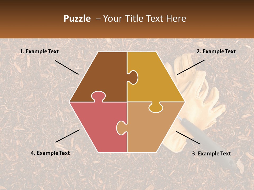 A Pair Of Gloves And A Pair Of Scissors On A Pile Of Wood Shaving PowerPoint Template