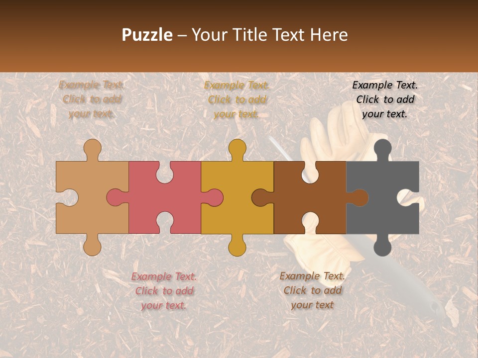 A Pair Of Gloves And A Pair Of Scissors On A Pile Of Wood Shaving PowerPoint Template