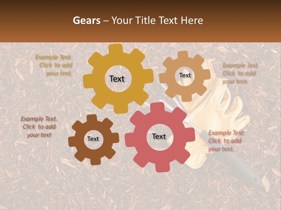 A Pair Of Gloves And A Pair Of Scissors On A Pile Of Wood Shaving PowerPoint Template