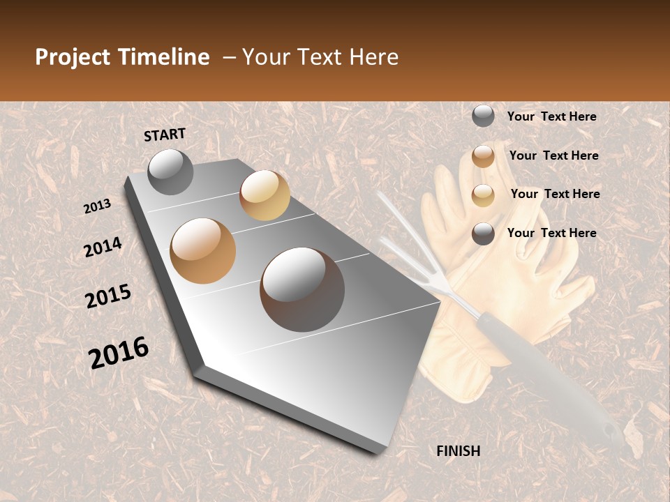 A Pair Of Gloves And A Pair Of Scissors On A Pile Of Wood Shaving PowerPoint Template