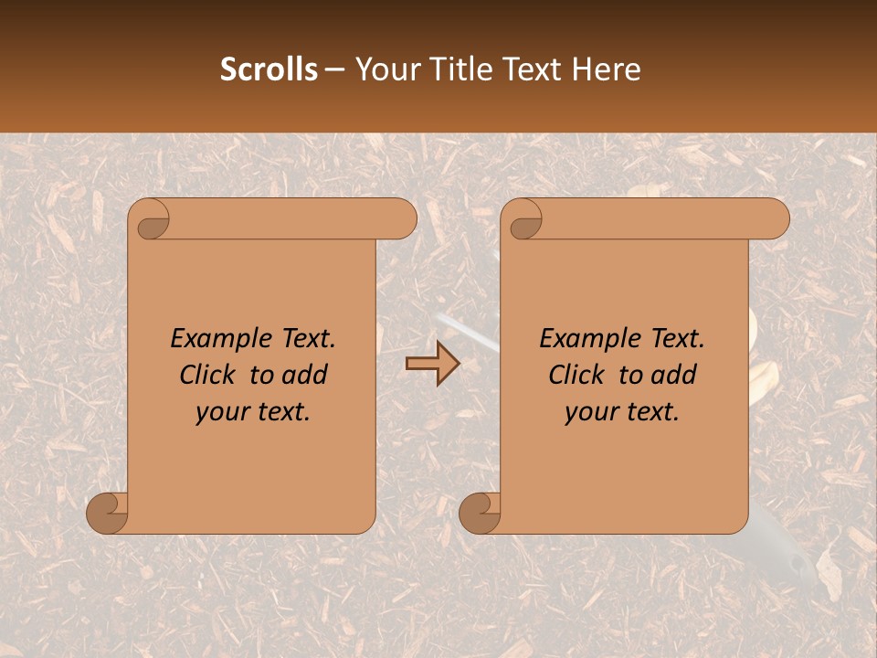 A Pair Of Gloves And A Pair Of Scissors On A Pile Of Wood Shaving PowerPoint Template