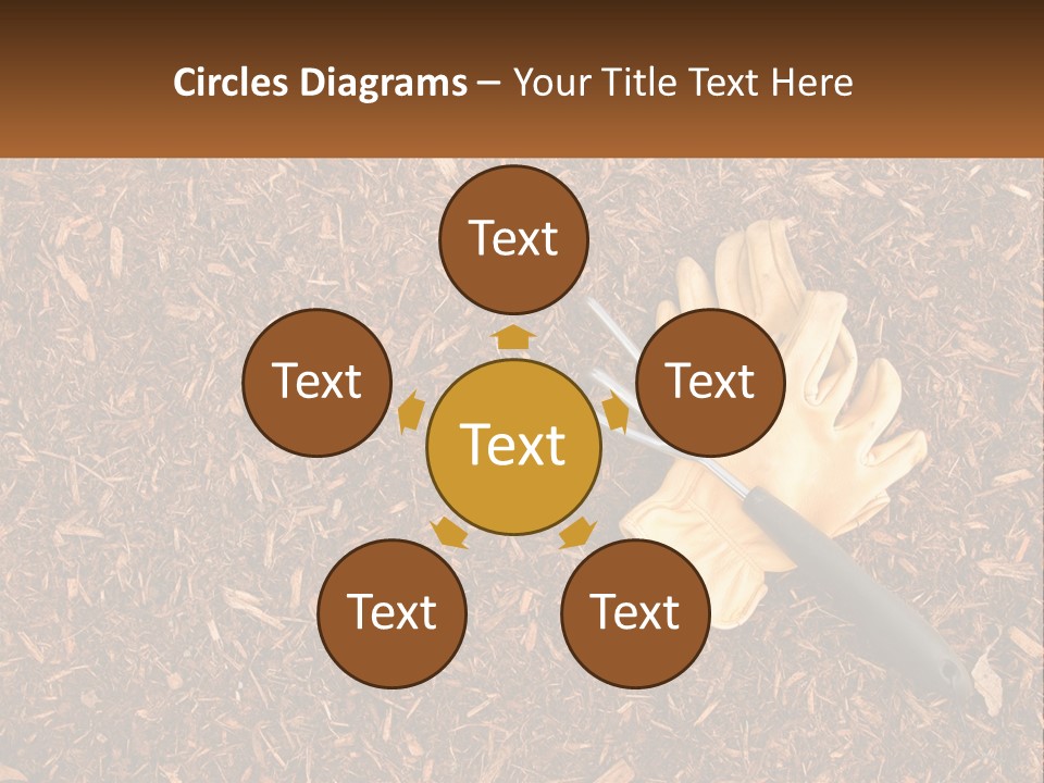 A Pair Of Gloves And A Pair Of Scissors On A Pile Of Wood Shaving PowerPoint Template