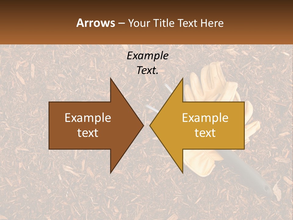 A Pair Of Gloves And A Pair Of Scissors On A Pile Of Wood Shaving PowerPoint Template
