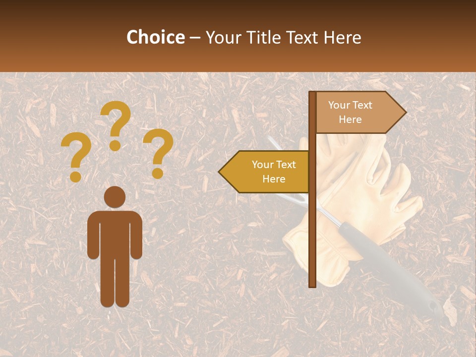 A Pair Of Gloves And A Pair Of Scissors On A Pile Of Wood Shaving PowerPoint Template