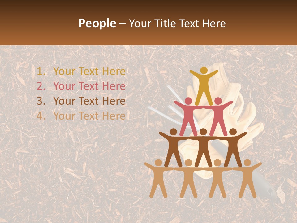 A Pair Of Gloves And A Pair Of Scissors On A Pile Of Wood Shaving PowerPoint Template