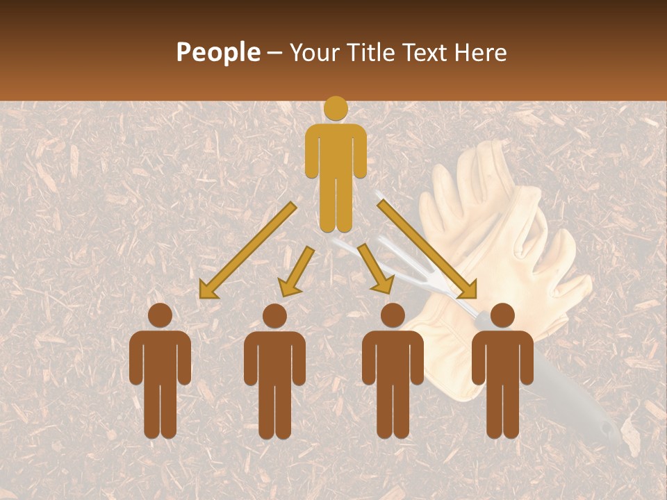 A Pair Of Gloves And A Pair Of Scissors On A Pile Of Wood Shaving PowerPoint Template