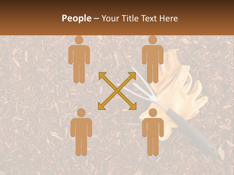 A Pair Of Gloves And A Pair Of Scissors On A Pile Of Wood Shaving PowerPoint Template