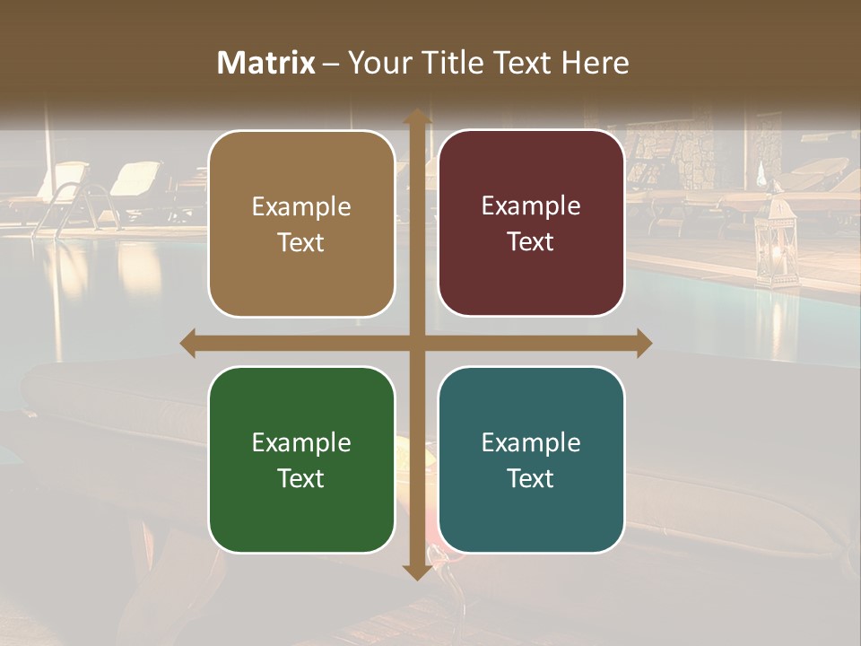 A Pool With Lounge Chairs And A Lemon Slice On It PowerPoint Template