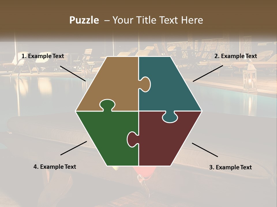 A Pool With Lounge Chairs And A Lemon Slice On It PowerPoint Template