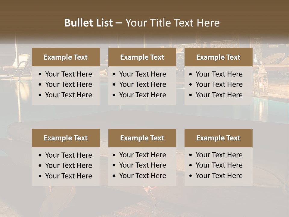 A Pool With Lounge Chairs And A Lemon Slice On It PowerPoint Template