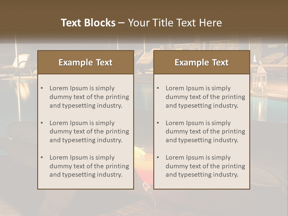A Pool With Lounge Chairs And A Lemon Slice On It PowerPoint Template