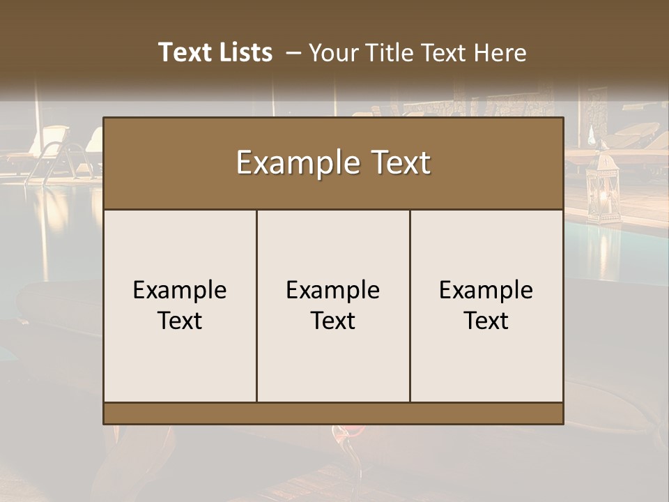 A Pool With Lounge Chairs And A Lemon Slice On It PowerPoint Template