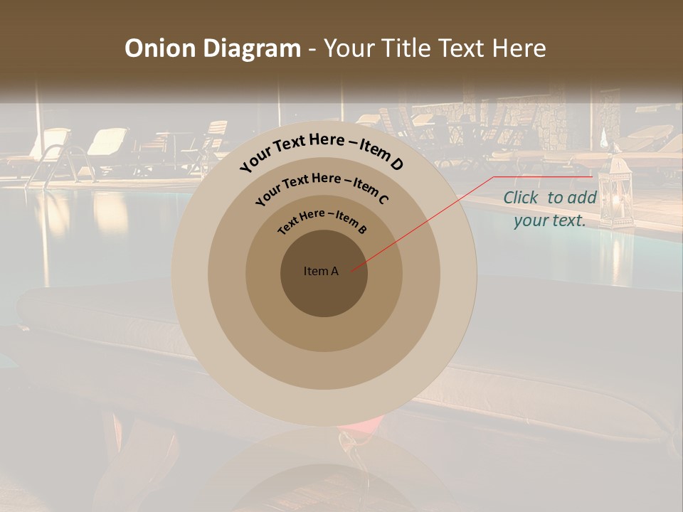 A Pool With Lounge Chairs And A Lemon Slice On It PowerPoint Template