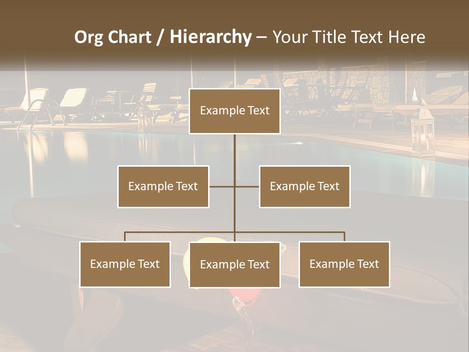 A Pool With Lounge Chairs And A Lemon Slice On It PowerPoint Template