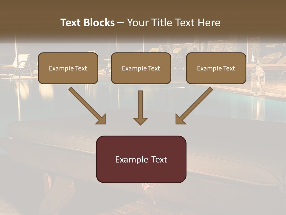 A Pool With Lounge Chairs And A Lemon Slice On It PowerPoint Template
