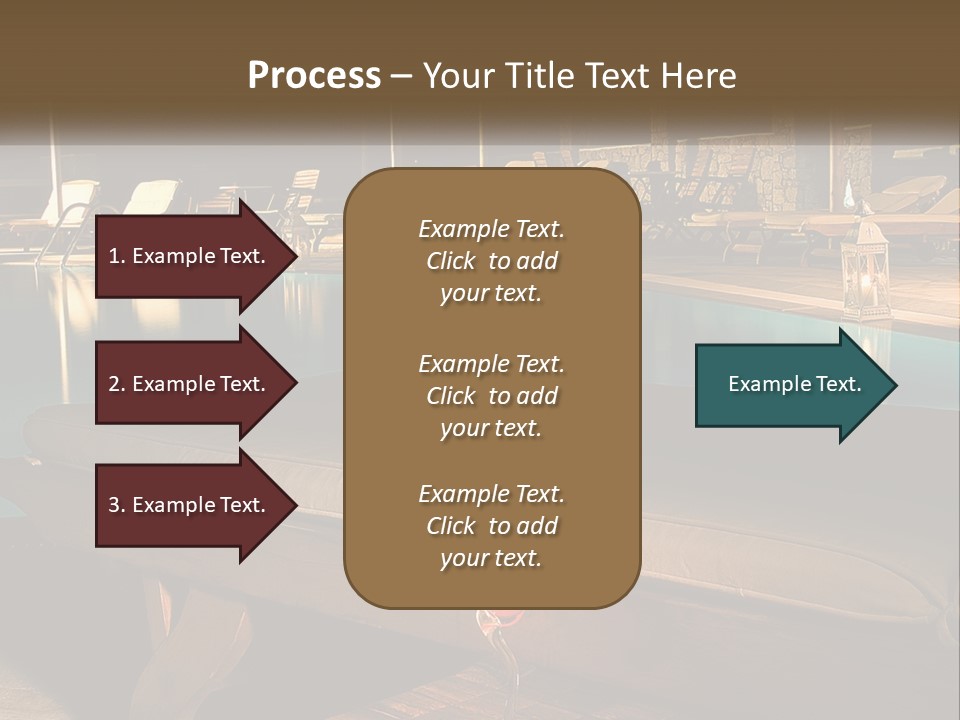 A Pool With Lounge Chairs And A Lemon Slice On It PowerPoint Template