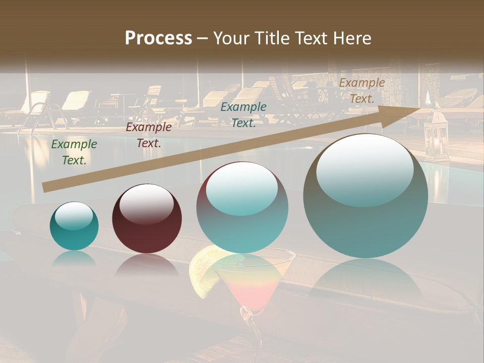 A Pool With Lounge Chairs And A Lemon Slice On It PowerPoint Template