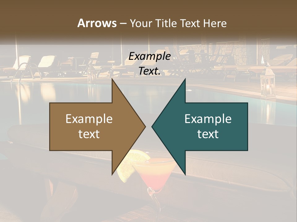 A Pool With Lounge Chairs And A Lemon Slice On It PowerPoint Template