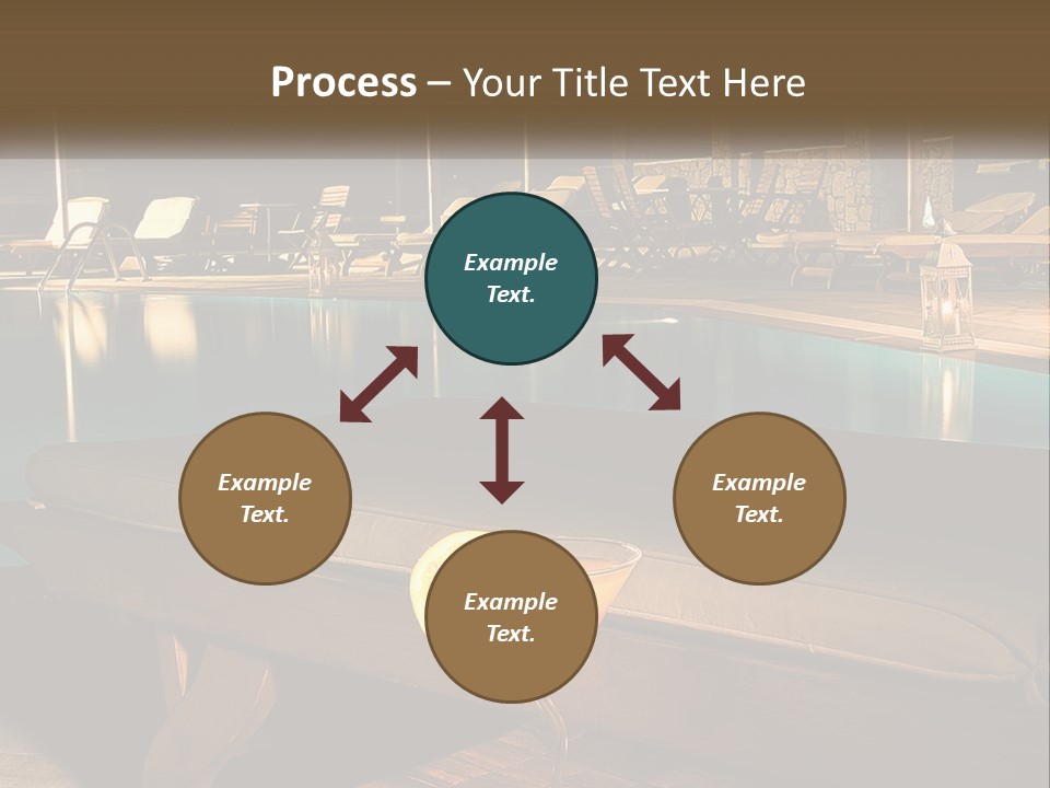 A Pool With Lounge Chairs And A Lemon Slice On It PowerPoint Template