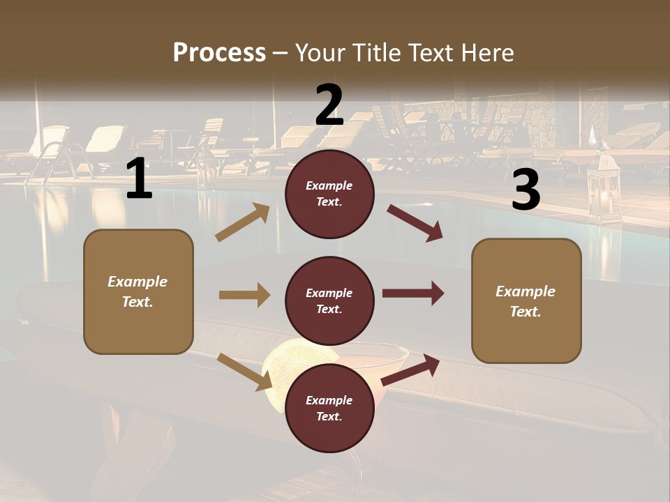 A Pool With Lounge Chairs And A Lemon Slice On It PowerPoint Template