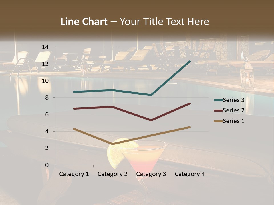 A Pool With Lounge Chairs And A Lemon Slice On It PowerPoint Template